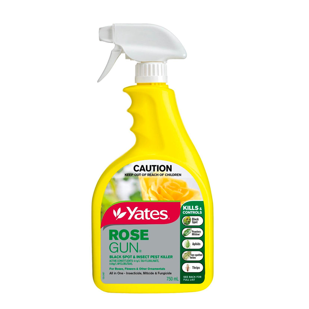 Yates Rose Gun Spray - Fungicide & Insecticide - for Powdery Mildew, Aphids, Thrips, Mites - 750ml