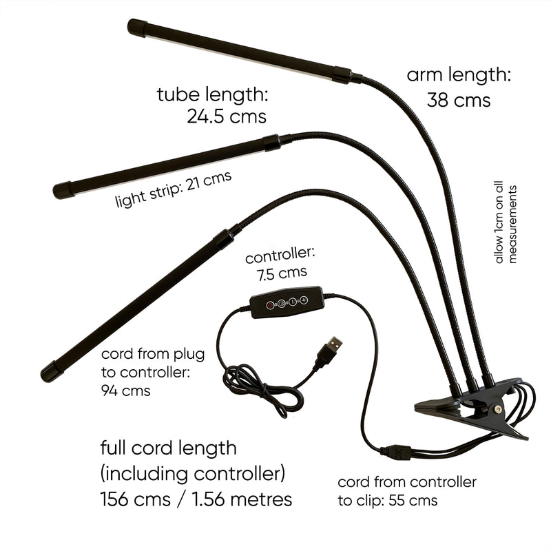 ⭐ PHOTO+ Grow Tubes - TRIPLE with NZ Plug - Clip-on Grow Light Kit for Indoor Plants