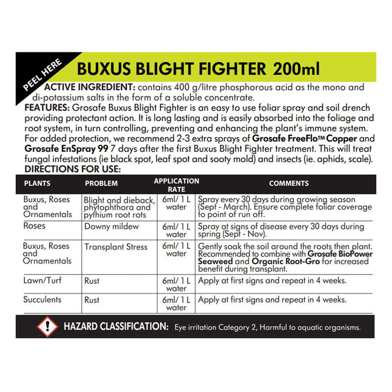 Grosafe Buxus Blight - Systemic Fungicide - for Root Rot, Downy Mildew, Blight, Rust, Canker - 200ml