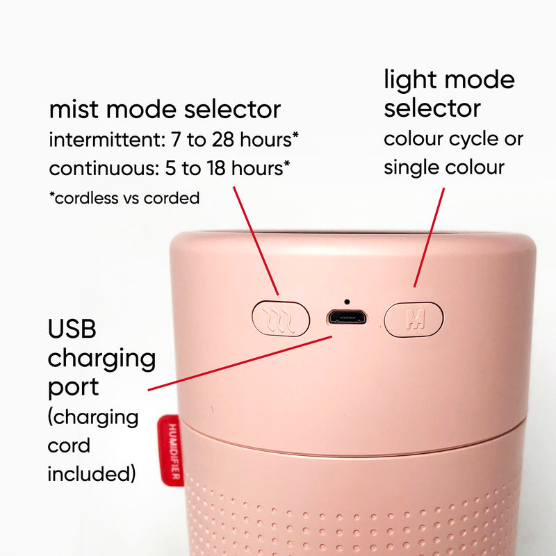 H2O Cordless Humidifier 750ml - Blush