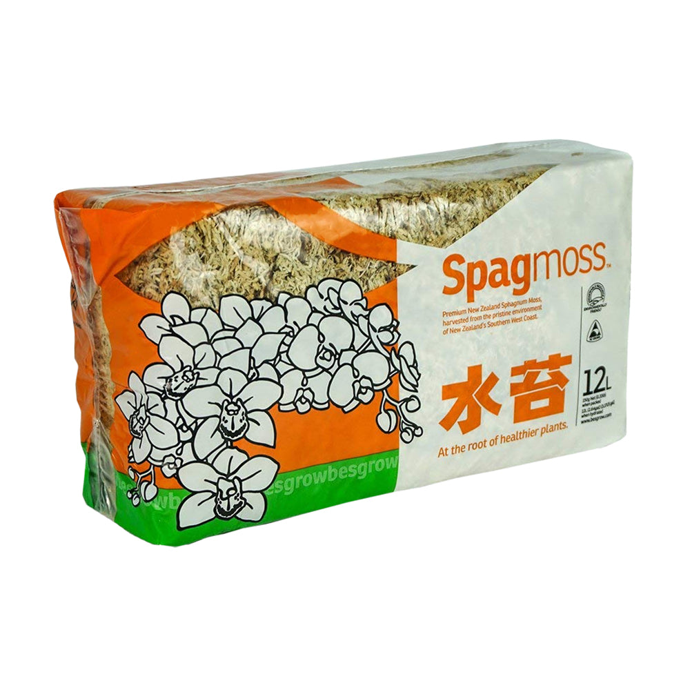 Besgrow NZ SpagMoss - Dry Sphagnum Moss - 12 Litres (23cm x 12cm x 9cm brick)