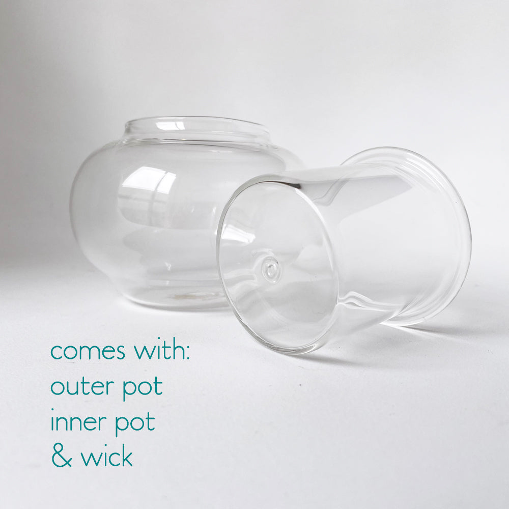 CUP O FLORA Glass Self Watering Pot - Small ROUND (3 colours)